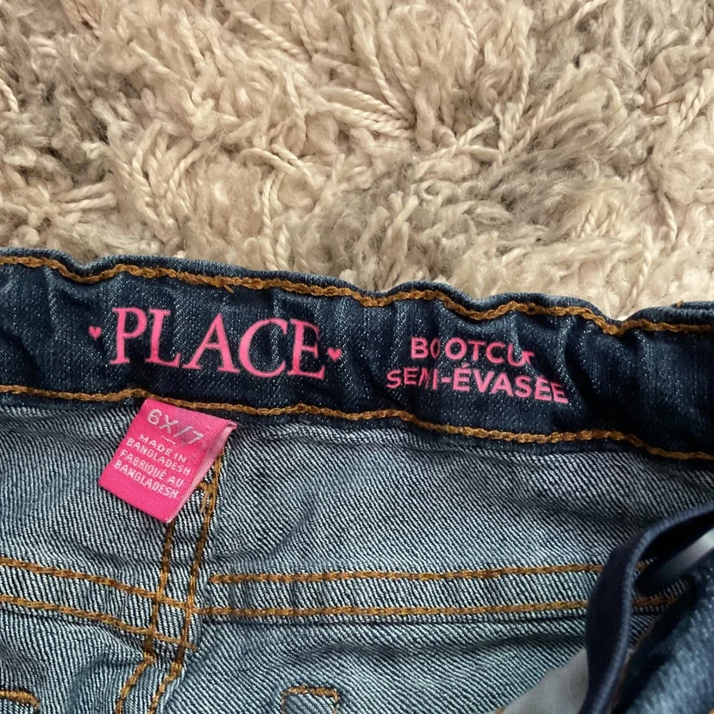 The‎ Childrens Place Girls Dark Wash Bootcut Jeans Size 6/7 Adjustable Waist
